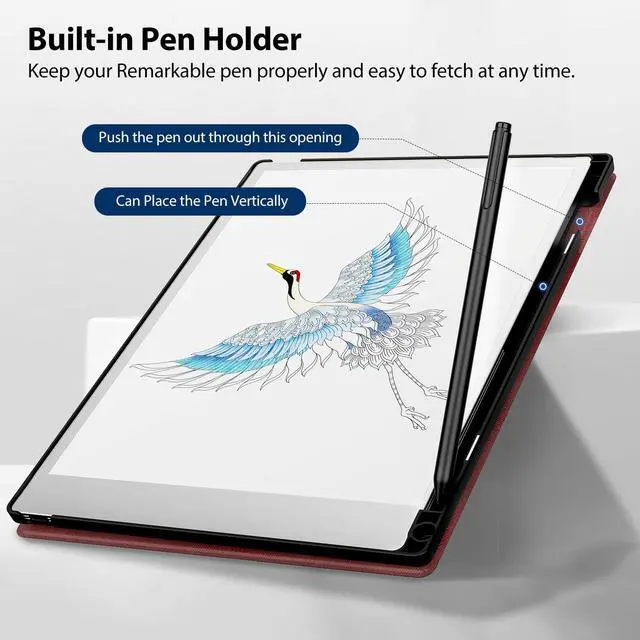 Alt view image 3 of 5 - TiMOVO Case for Remarkable Paper Pro 11.8 Inch 2024, Multiple Viewing Angles Folding Book Folio Case with Pen Holder for Remarkable Paper Pro Color Tablet, Support Auto Wake/Sleep, Wine Red