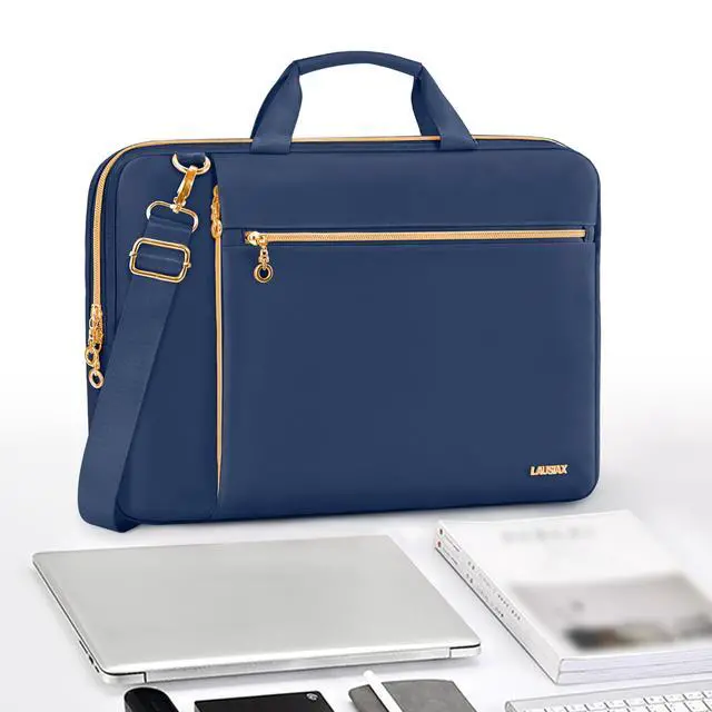 Alt view image 4 of 5 - Lausiax Laptop Case Bag Women Men Computer Sleeve Compatible with MacBook/Dell/HP/Acer/ASUS/LG, Waterproof Shoulder Carrying Briefcase, Blue, 15.6-16 Inch
