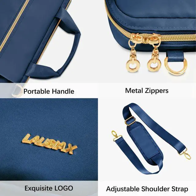 Alt view image 3 of 5 - Lausiax Laptop Case Bag Women Men Computer Sleeve Compatible with MacBook/Dell/HP/Acer/ASUS/LG, Waterproof Shoulder Carrying Briefcase, Blue, 15.6-16 Inch