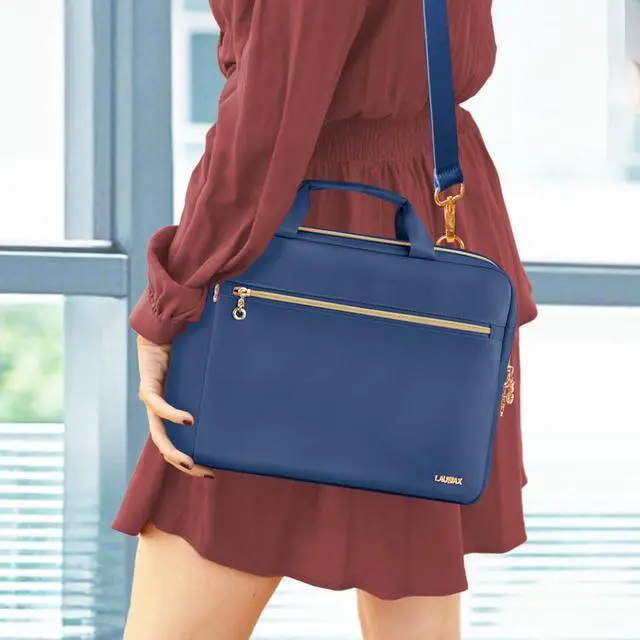 Alt view image 5 of 5 - Lausiax Laptop Case Bag Women Men Computer Sleeve Compatible with MacBook/Dell/HP/Acer/ASUS/LG, Waterproof Shoulder Carrying Briefcase, Blue, 15.6-16 Inch