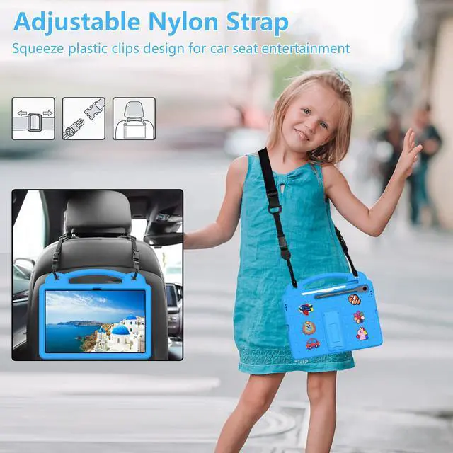 Alt view image 2 of 5 - Kwamaz Kids Case for Samsung Galaxy Tab S10 FE Plus 13.1 inch Tablet, EVA Kids Shockproof Cover 13.1'' with Strap Handle Stand (Blue)