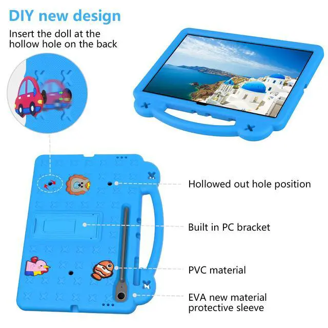 Alt view image 4 of 5 - Kwamaz Kids Case for Samsung Galaxy Tab S10 FE Plus 13.1 inch Tablet, EVA Kids Shockproof Cover 13.1'' with Strap Handle Stand (Blue)