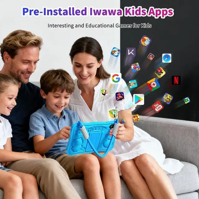 Alt view image 4 of 5 - NEWISION 10 inch Kids Tablet,Android 15 Educational Learning Pad with Lanyard, 32GB Storage,HD IPS Display,WiFi,Dual Camera,Parental Control,6000mAh Battery,Blue