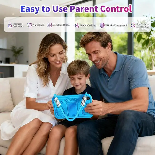 Alt view image 3 of 5 - NEWISION 10 inch Kids Tablet,Android 15 Educational Learning Pad with Lanyard, 32GB Storage,HD IPS Display,WiFi,Dual Camera,Parental Control,6000mAh Battery,Blue