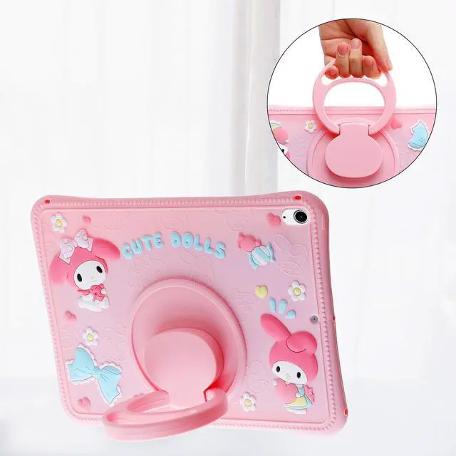 Alt view image 3 of 5 - Carechoi Kids Case for Samsung Galaxy Tab A9 Plus 11 inch 2023, Pink Cartoon Tablet Cover with 360 Rotating Stand & Adjustable Shoulder Strap, Shockproof Silicone Protective Case for Girls