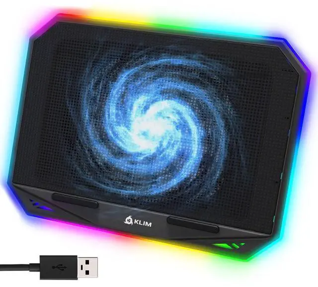 Main image of KLIM K21 + Laptop Cooling Pad with RGB backlighting + New Version + 11" - 17" + Gaming Laptop Cooling Pad for Desk + USB Powered Fan + Very Stable and Silent + Compatible Mac, PS4, PS5