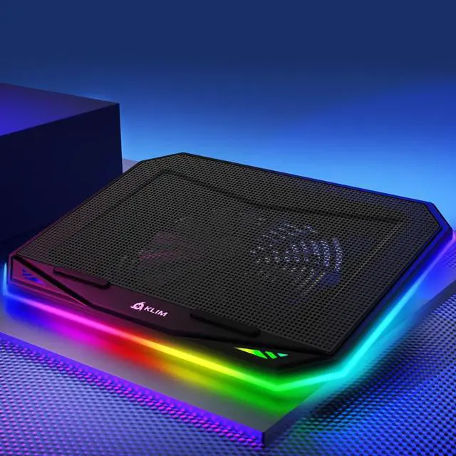 Alt view image 3 of 5 - KLIM K21 + Laptop Cooling Pad with RGB backlighting + New Version + 11" - 17" + Gaming Laptop Cooling Pad for Desk + USB Powered Fan + Very Stable and Silent + Compatible Mac, PS4, PS5