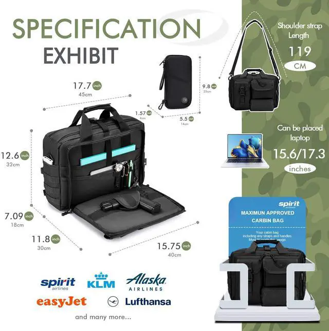 Alt view image 4 of 5 - BAGZY Tactical Messenger Bag for Men Multifunctional Tactical Briefcase, Men's Military Laptop Bag 14/15.6/17.3 Inch Professional Work Bag for Business Teacher Office Travel