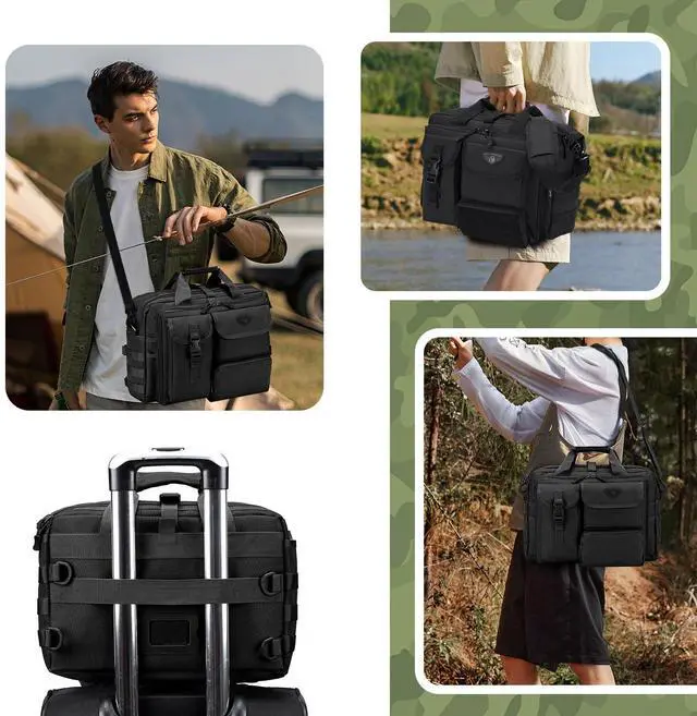 Alt view image 2 of 5 - BAGZY Tactical Messenger Bag for Men Multifunctional Tactical Briefcase, Men's Military Laptop Bag 14/15.6/17.3 Inch Professional Work Bag for Business Teacher Office Travel