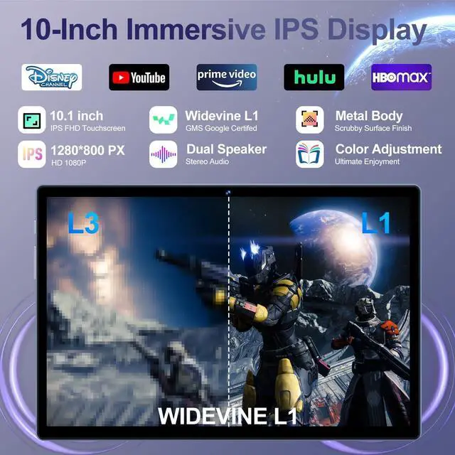 Alt view image 5 of 5 - 2025 Android 15 Tablet with Keyboard | Gemini AI, 30GB+128GB Octa-Core Electronics Tablets w/ 10 Inch IPS HD Display, 8000mAh, 5G WiFi, 1TB Expand, Mouse+Case, BT 5.0, Widevine L1, Metal Body -Blue