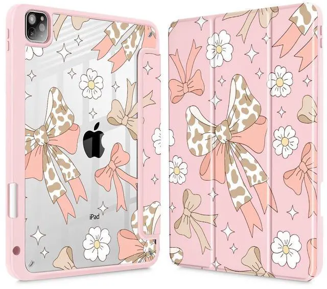 Main image of Tuiklol for iPad Pro 11 Inch Case M2 2022 Gen 4th -Built-in Pencil Holder Shockproof Cover Clear Transparent Back Shell Fit for iPad 11 2021 2020 2018 Gen 3rd/2nd/1st for Kid,Leopard Bow Gary