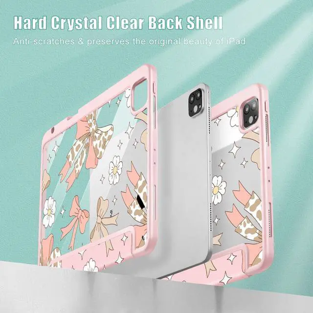 Alt view image 4 of 5 - Tuiklol for iPad Pro 11 Inch Case M2 2022 Gen 4th -Built-in Pencil Holder Shockproof Cover Clear Transparent Back Shell Fit for iPad 11 2021 2020 2018 Gen 3rd/2nd/1st for Kid,Leopard Bow Gary