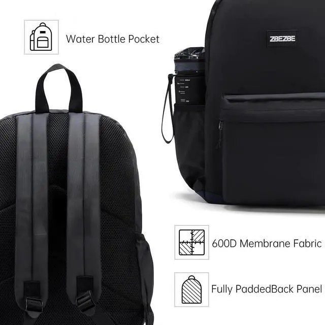 Alt view image 3 of 5 - ZBEZBE Laptop Backpack, 26L Large Capacity work backpack with Padded Sleeve, Water-Resistant Travel Backpack Utility Backpack for Work & College Daily Use with Water Bottle Pocket