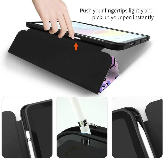 Alt view image 3 of 5 - Trizoanic for iPad (A16) 11th Generation 11 Inch 2025 & iPad 10th Generation 10.9 Inch 2022 Case, Slim Hybrid Cover with Pencil Holder, Auto Wake/Sleep, Dual-View Trifold Stand - Chic Artsy Kiss