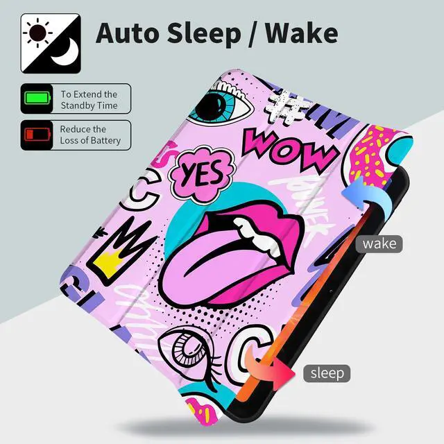 Alt view image 2 of 5 - Trizoanic for iPad (A16) 11th Generation 11 Inch 2025 & iPad 10th Generation 10.9 Inch 2022 Case, Slim Hybrid Cover with Pencil Holder, Auto Wake/Sleep, Dual-View Trifold Stand - Chic Artsy Kiss