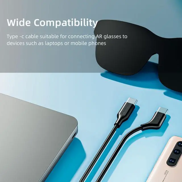 Alt view image 3 of 5 - NEXHYPE AR Glasses Cable 6.6FT USB to USB-C, Portable AR Smart Glasses Charger Adapter Type-C Data Cable for Watching Movies and Playing Games