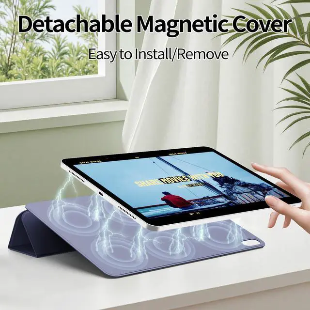 Alt view image 2 of 5 - KVTVOU Magnetic Case for iPad (A16) 11th/10th Generation (11/10.9 Inch, 2025/2022), Smart Magnetic Attachment, Slim Lightweight Protective Trifold Stand Cover, Auto Sleep/Wake, Purple