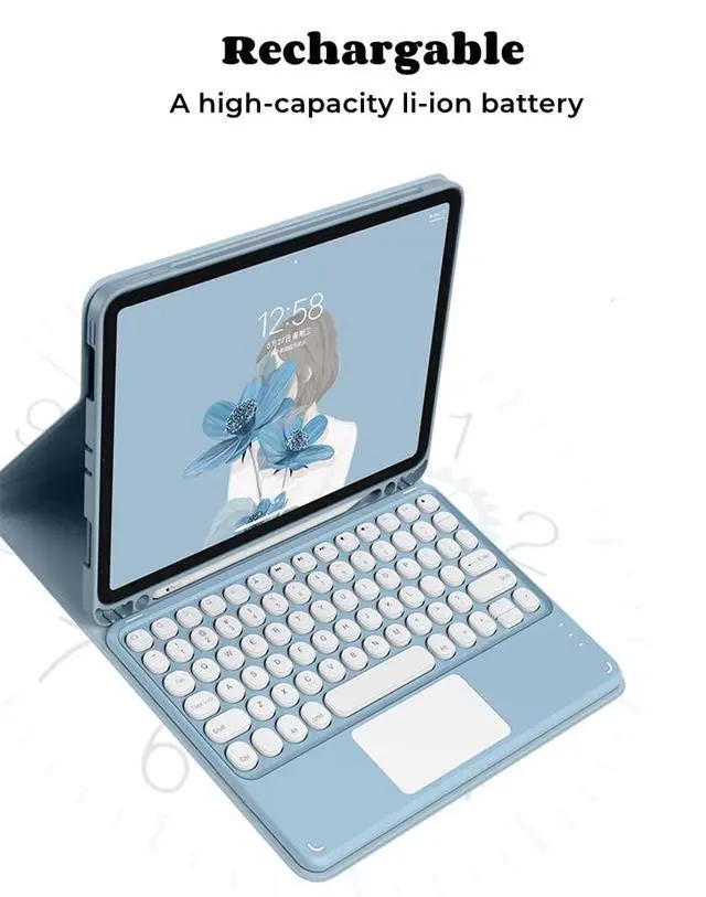 Alt view image 3 of 4 - AnMengXinLing Keyboard Case for iPad Air 13 Inch (M3 2025/M2 2024)/iPad Pro 12.9 6th/5th/4th Generation,Touchpad Detachable Keyboard with Pencil Holder -Slim Leather Folio Cover, Mint Green