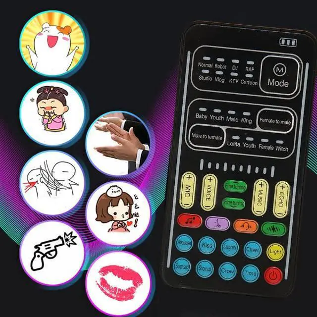 Alt view image 3 of 5 - Live Sound Card Voice Changer, Portable Mini Voice Changer Device, Voice Disguiser with 8 Sound Effects Handheld Mini Sound Card, I9, for Mobile Phone PC Laptop for