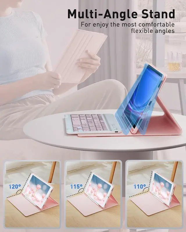 Alt view image 5 of 5 - TUNKARMOR Keyboard Case for iPad mini 5 & Mini 4 7.9 inch - with Mouse and Magnetically Keyboard, Case with Pencil Holder for iPad mini 5th / 4th Generation, Auto Sleep/Wake, Pink