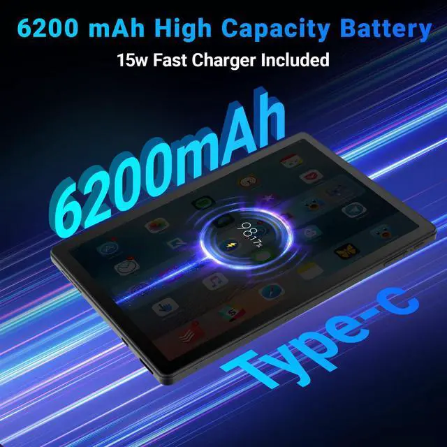 Alt view image 5 of 5 - Gleeso Tablet, Android 15, 30GB+128GB+1TB Expand, 6200mAh, 15W Fast Charge, Dual Camera, WiFi 6, BT 5.4, GMS Certified, Widevine L1 HD 10 Inch Tablet with Split Screen(Black)