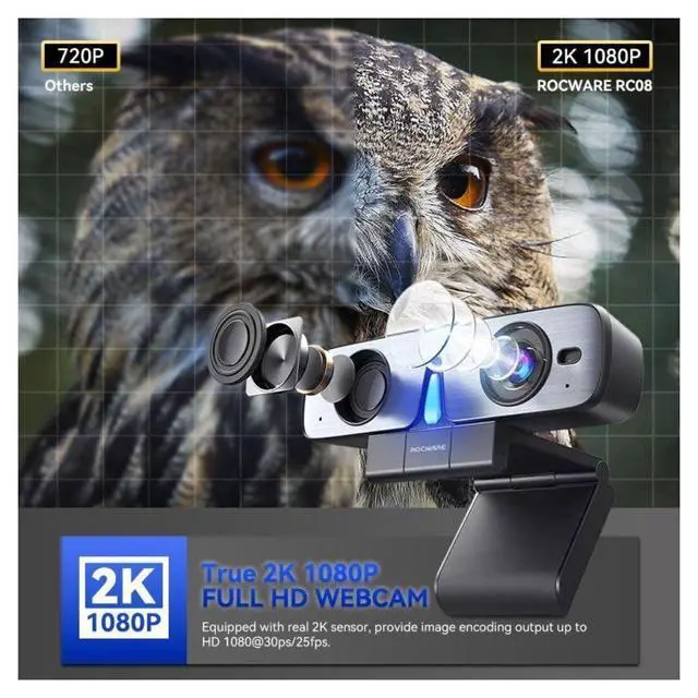 Alt view image 4 of 5 - ROCWARE RC08 Webcam - 30 fps - USB 2.0 Type C