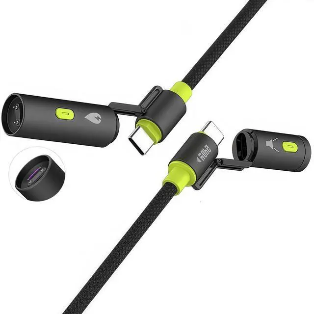 Main image of chubbycable ChubbyWild 240W Rugged Charging Cable with Arc Ignite and Emergency Light USB C Fast Charging Cable for Outdoor Emergency Use, 240W  Arc & Strobe-Green