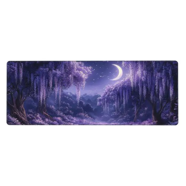 Alt view image 4 of 5 - Purple Forest Desk Mat Large Gaming Mouse Pad Fantasy Forest Extended Mousepad Big in Laptop Computer Mouse Keyboard Mat for Office Desk Decor 35.5x16 in