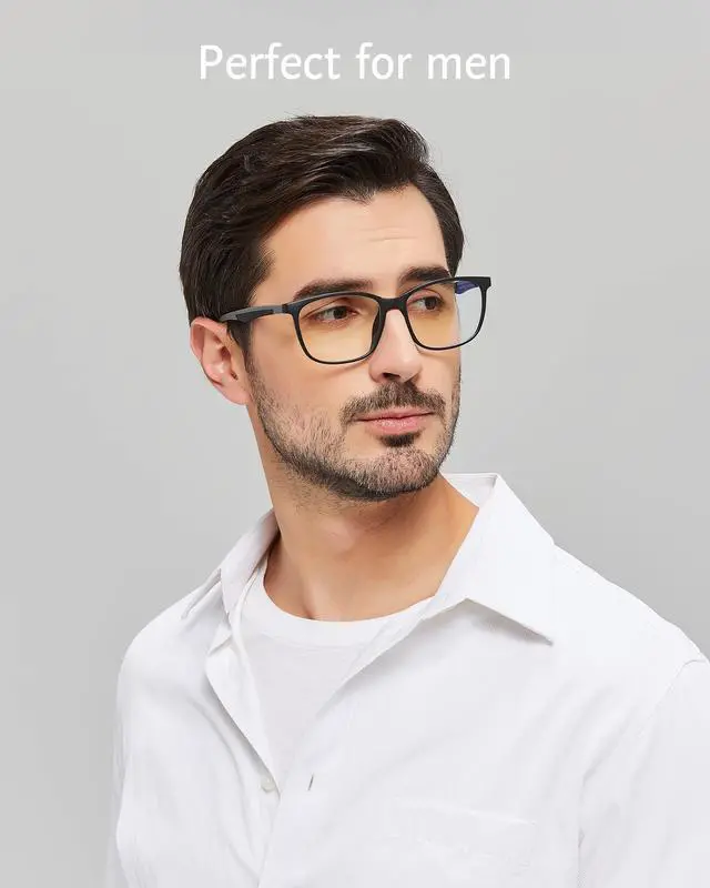 Alt view image 3 of 5 - ANRRI Blue Light Blocking Glasses Anti Eyestrain Lens Lightweight Black Grey Frame Eyeglasses Men/Women