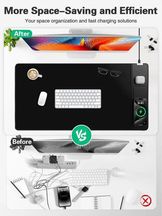 Alt view image 4 of 5 - Mouse Pad, Office Desk Mat, Large Gaming Mousepad with Superior Micro-Weave Cloth, XXL Desk Pad with Stitched Edges, Non-Slip Writing Pad for Gamer, Laptop, Work & Home