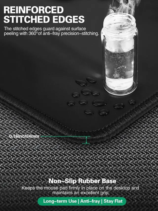 Alt view image 5 of 5 - Mouse Pad, Office Desk Mat, Large Gaming Mousepad with Superior Micro-Weave Cloth, XXL Desk Pad with Stitched Edges, Non-Slip Writing Pad for Gamer, Laptop, Work & Home