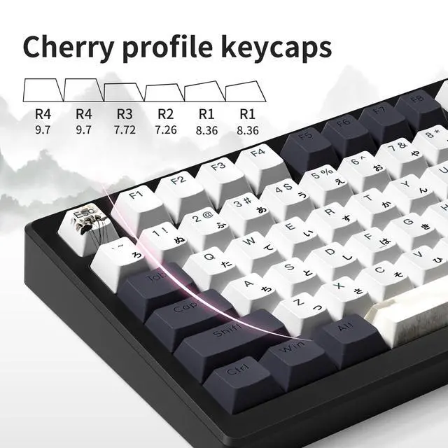 Alt view image 5 of 5 - XVX Shine Through Keycaps, Japanese Ink Lotus Keycap Set, DoubleShot PBT Key caps with Dye-Sublimation, Cherry Profile Keyboard Keycaps for Gateron Cherry MX Switches Mechanical Keyboards
