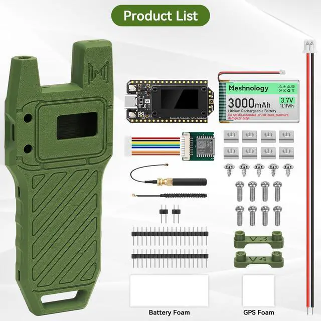 Alt view image 2 of 5 - 1Pcs ESP32 LoRa V4 Development Board +GPS Version +3000mAh Battery + Case Carrying ESP32-S3R2 SX1262 With 915 MHz Antenna WiFi Bluetooth 0.96 OLED LoRa V4 Devices for Ar duino LoRawan IOT (N39,Green)