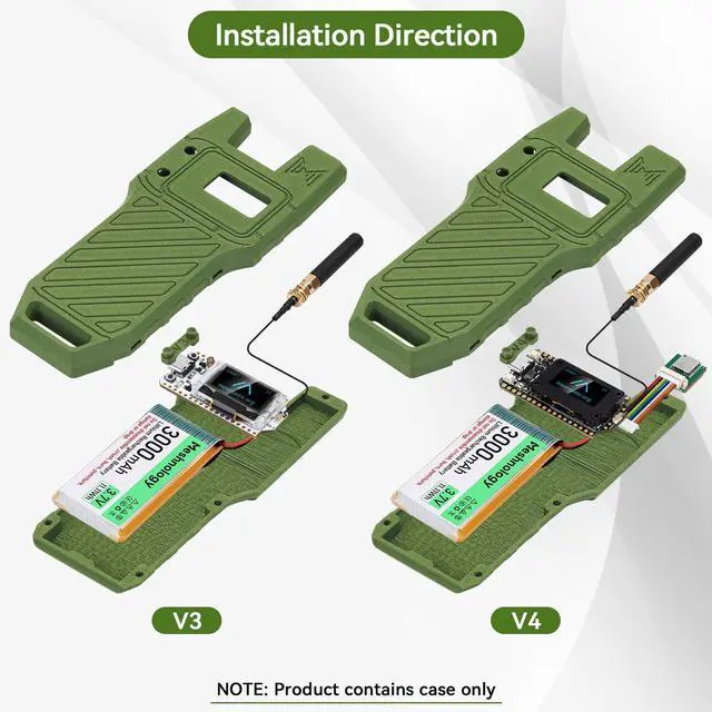 Alt view image 4 of 5 - 1Pcs ESP32 LoRa V4 Development Board +GPS Version +3000mAh Battery + Case Carrying ESP32-S3R2 SX1262 With 915 MHz Antenna WiFi Bluetooth 0.96 OLED LoRa V4 Devices for Ar duino LoRawan IOT (N39,Green)