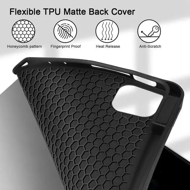 Alt view image 4 of 5 - Tuiklol for iPad Pro 11 inch Case (2025 M5 / 2024 M4 Chip) - Built in Pencil Holder, Slim TPU Protective Stand Back Cover Shockproof with Smart Trifold Stand Auto Wake/Sleep,Lotus Flower