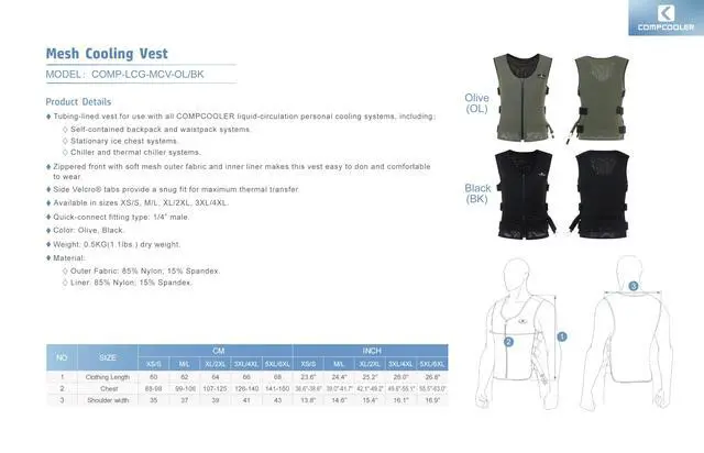 Alt view image 4 of 5 - COMPCOOLER Backpack ICE Water Cooling System includes Mesh Liquid Cooling Vest and Self-Contained Backpack Circulation Unit with 3.0L Detachable Bladder and 7.4V Battery(M/L)