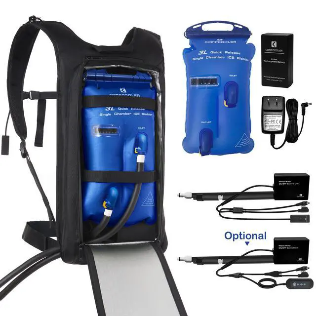 Alt view image 5 of 5 - COMPCOOLER Backpack ICE Water Cooling System includes Mesh Liquid Cooling Vest and Self-Contained Backpack Circulation Unit with 3.0L Detachable Bladder and 7.4V Battery(M/L)