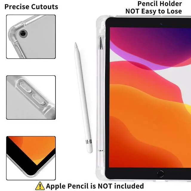 Alt view image 3 of 5 - MAYCARI Green Leaves Case for iPad 10.2 inch 2021/2020/2019 with Pencil Holder, Aesthetic iPad 9th/8th/7th Generation Soft TPU Protective Case, Auto Sleep/Wake Cover Slim Shell for Girls Women