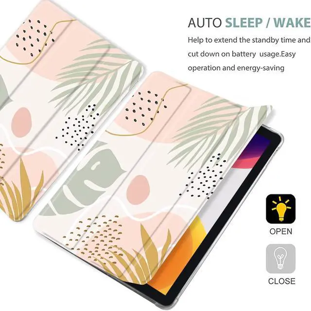 Alt view image 4 of 5 - MAYCARI Green Leaves Case for iPad 10.2 inch 2021/2020/2019 with Pencil Holder, Aesthetic iPad 9th/8th/7th Generation Soft TPU Protective Case, Auto Sleep/Wake Cover Slim Shell for Girls Women