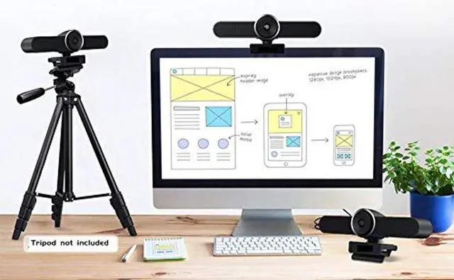 Alt view image 3 of 5 - Conference Room Camera with Microphone and Speaker, Wide Angle USB Video Conference Camera for Mac, PC, Laptop, Desktop (Black Big)