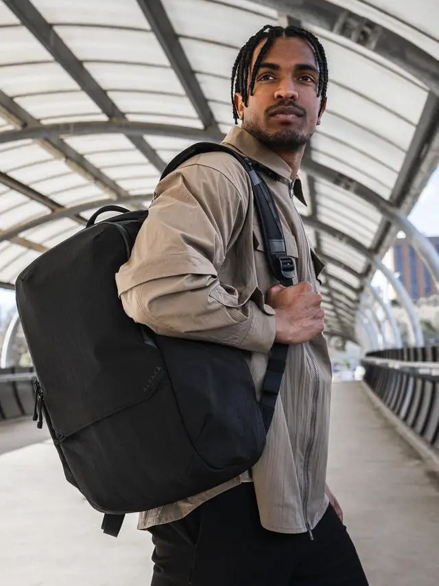 Alt view image 2 of 5 - ALPAKA Elements Backpack Pro 24L - Black Laptop Backpack Fits 16'' Laptop with Dual Bottle Pockets, Travel Backpack for Men, Weather-Resistant 400D Axoflux Fabric for Business or College