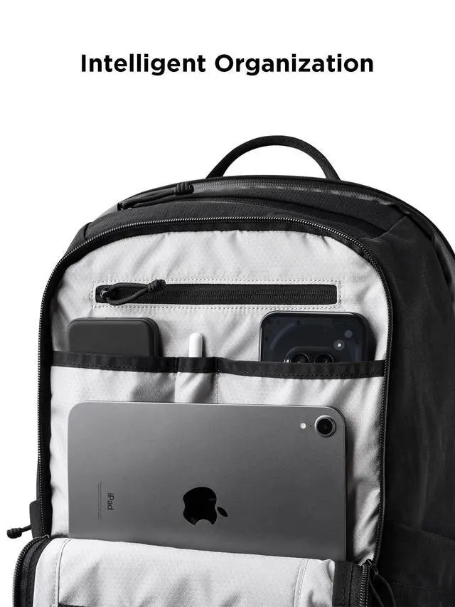 Alt view image 4 of 5 - ALPAKA Elements Backpack Pro 24L - Black Laptop Backpack Fits 16'' Laptop with Dual Bottle Pockets, Travel Backpack for Men, Weather-Resistant 400D Axoflux Fabric for Business or College