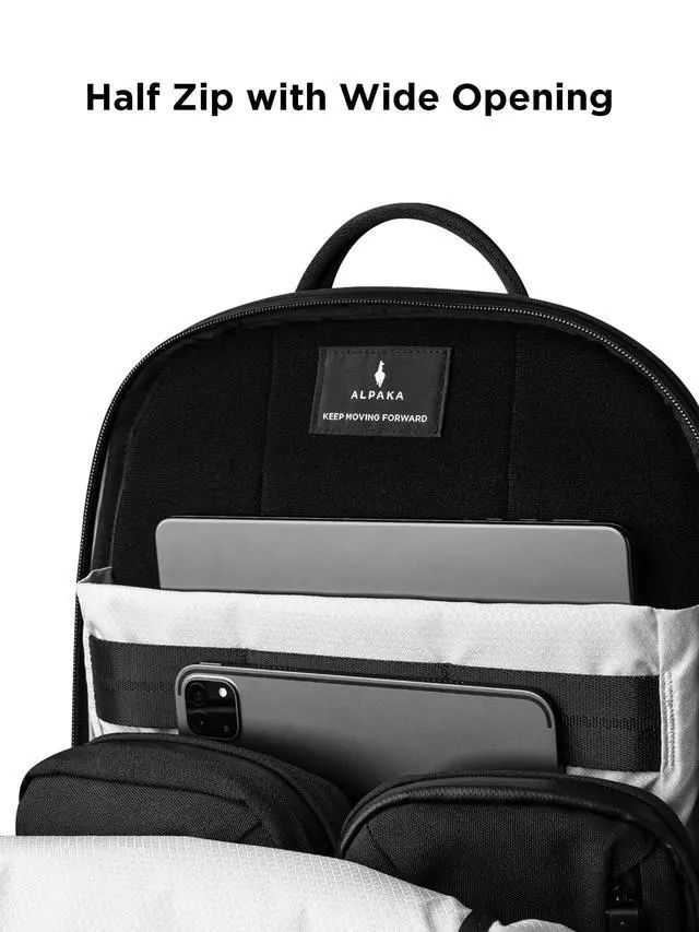 Alt view image 5 of 5 - ALPAKA Elements Backpack Pro 24L - Black Laptop Backpack Fits 16'' Laptop with Dual Bottle Pockets, Travel Backpack for Men, Weather-Resistant 400D Axoflux Fabric for Business or College