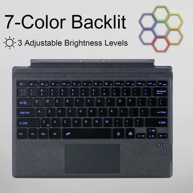 Alt view image 5 of 5 - Zoof Type Cover for Microsoft Surface Pro 7+ / Pro 7 / Pro 6 / Pro 5 / Pro 4 / Pro 3, 12.3 inch, Ultra-Slim Wireless Tablet Keyboard with Multi Touchpad Bluetooch (Charcoal)