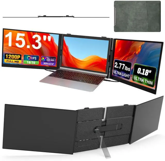 Main image of Laptop Screen Extender, Ultra-Thin 15.3" FHD 1200P 16:10 Portable Monitor for Laptop, Lightweight Travel Monitor Extender Plug & Play for 14"-17.3" Laptops, Compatible with Wins/Mac/Android/Chrome