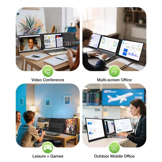 Alt view image 5 of 5 - Laptop Screen Extender, Ultra-Thin 15.3" FHD 1200P 16:10 Portable Monitor for Laptop, Lightweight Travel Monitor Extender Plug & Play for 14"-17.3" Laptops, Compatible with Wins/Mac/Android/Chrome