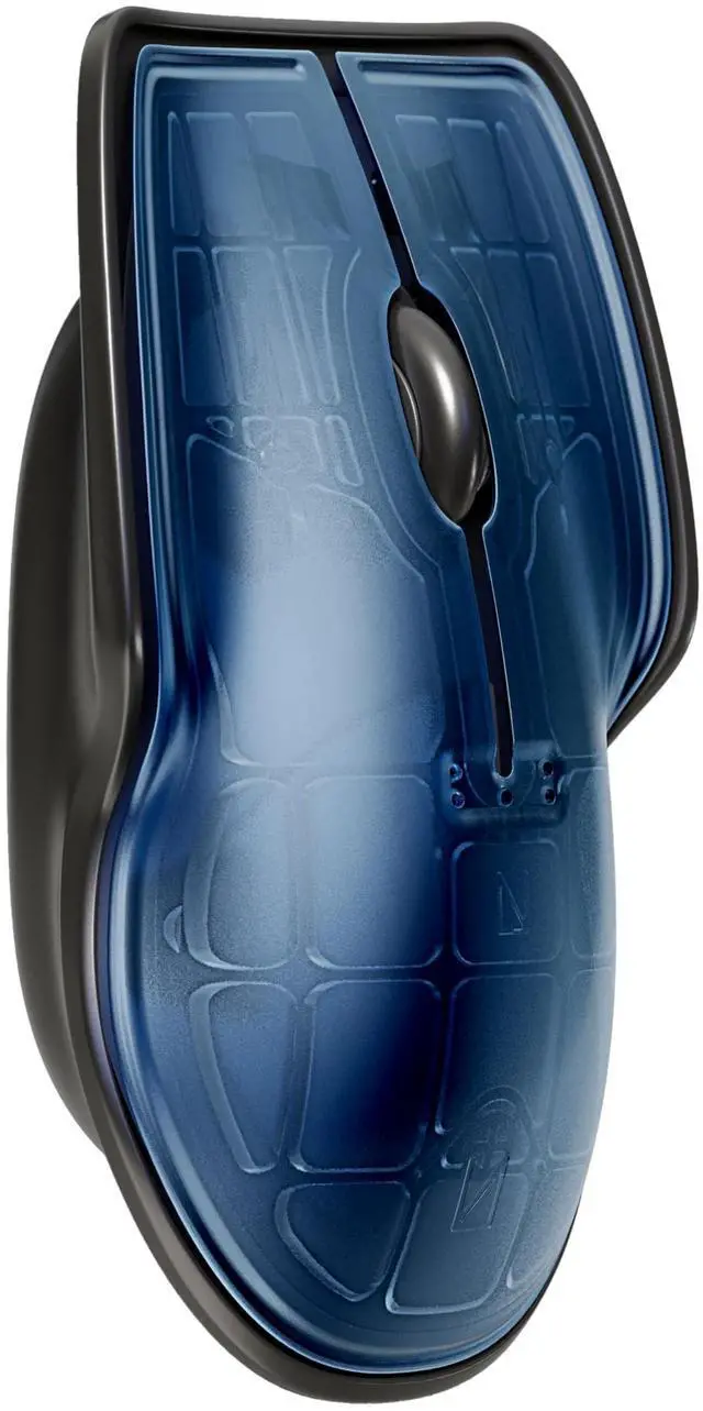 Main image of LUNAR ARTEFACTS Ambidextrous Rechargeable Bluetooth Wireless Computer Mouse Navy Blue Translucent with Black Powder Coated Aluminum, USB-C