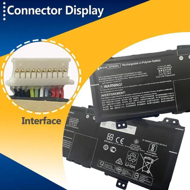 Alt view image 3 of 5 - TAVZENL GH02XL 47.3Wh Battery Replacement for HP Chromebook 14AT-NA000 NA0010NR NA0010DS NA0010CA Series Chromebook X360 11 G3 11 G8 11A G8 14 G6 Series 7.7V 6000