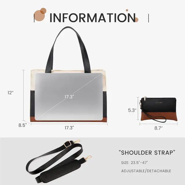 Alt view image 2 of 5 - LOVEVOOK Laptop Bag for Women 17.3 Inch Laptop Tote Work Bags Professional Leather Computer Briefcase Waterproof Handbag Shoulder Large Capacity Business Teacher Office Crossbody Purse