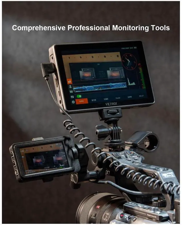 Alt view image 3 of 5 - VILTROX DC-L2 7" 4K SDI Camera Field Monitor, 600nit Touch Screen, 4K 30Hz HDMI Loop in/Out DSLR Video External Monitor for Sony Canon Nikon with Sunshade Hood, Battery, Storage Bag